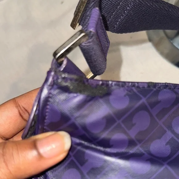 Elegant Gherardini Italy Genuine Leather PVC Crossbody Bag Purple Shoulder Bag - Picture 7 of 9